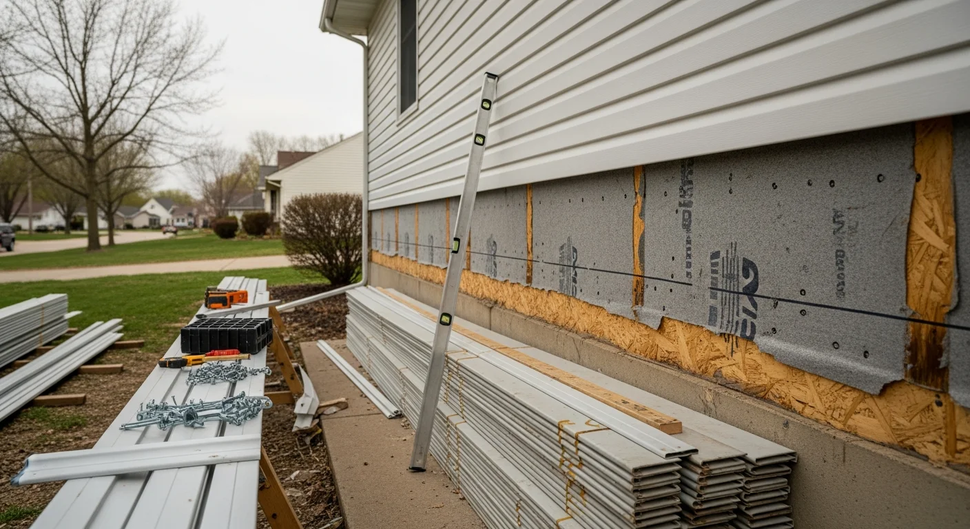 Freshly installed siding on a single-family home in Pickerington, Ohio, with clean panel lines and new trim around the windows and corners. The exterior shows a complete replacement on a two-story suburban home typical of Pickerington's residential neighborhoods.